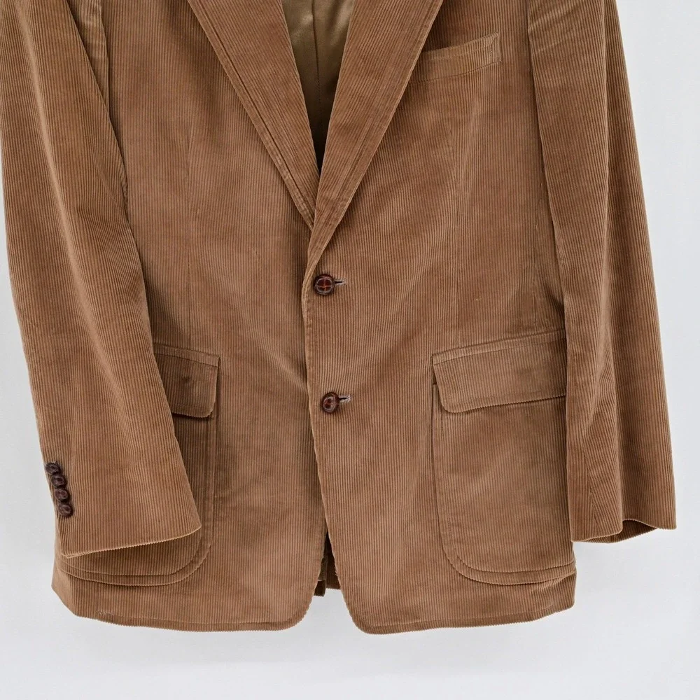 VTG 70s Brown Cotton Preppy Corduroy Blazer Sport Coat Jacket Dark Academia 40R